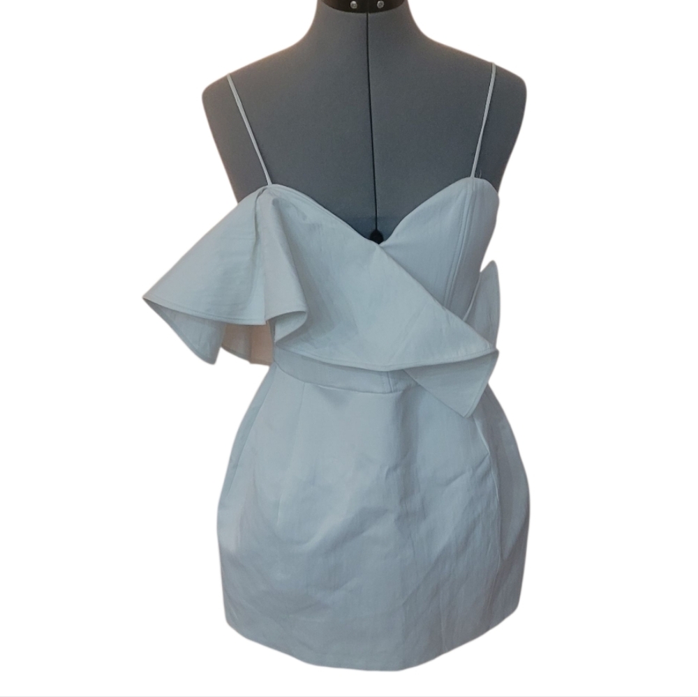 Zara White Ruffled Mini Dress - Picture 3 of 12